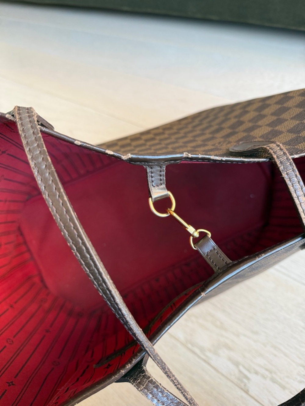 Louis Vuitton Neverfull GM Tote Damier Ebene Canvas Preowned Authentic Bag Purse - Picture 13 of 17